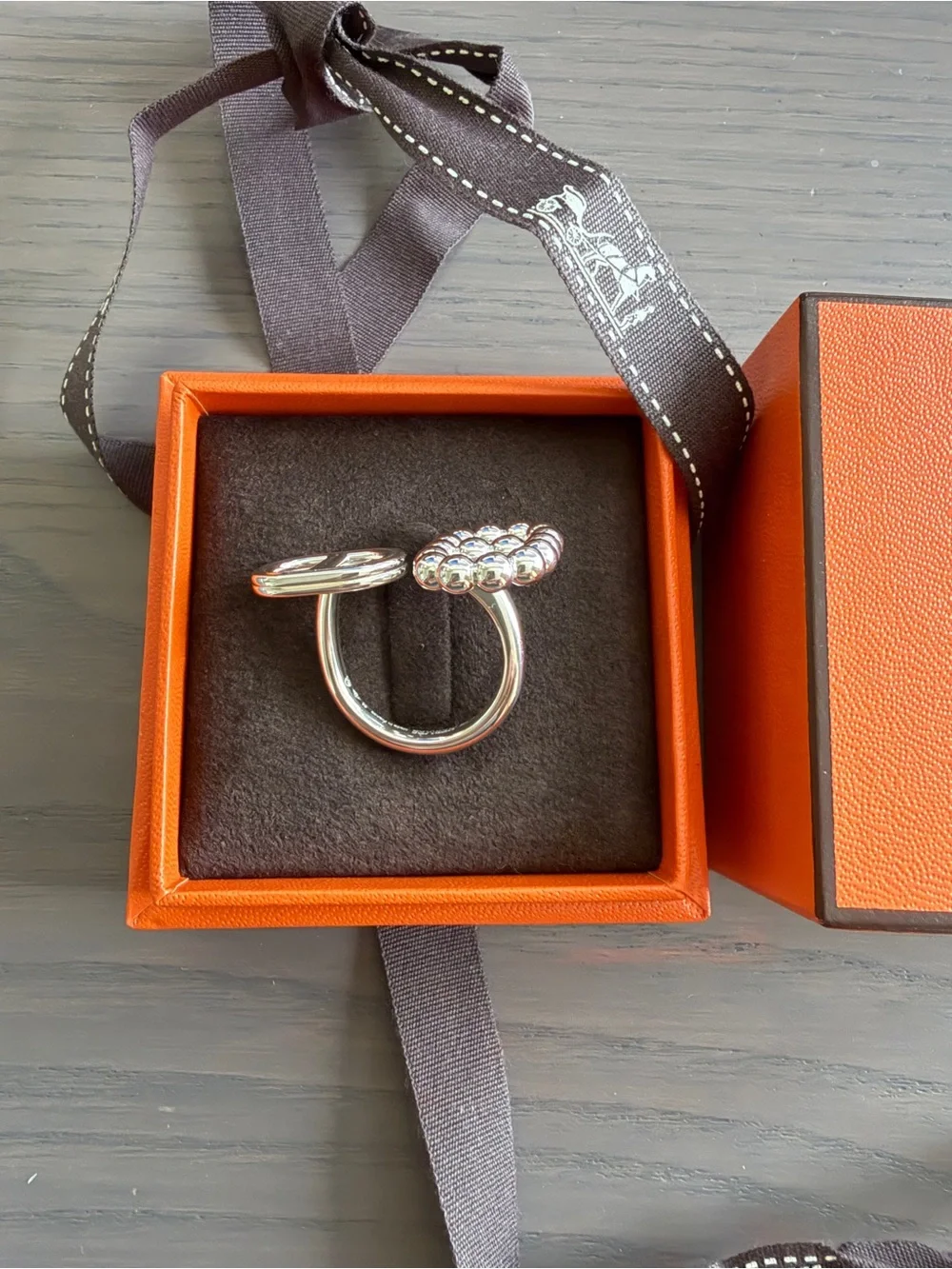 Hermès Silver Ring- Size 56